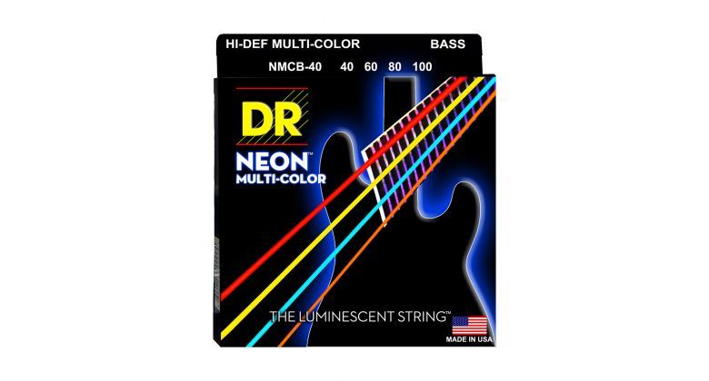 DR Strings NMCB-45 Hi-Def Neon Multi-Color K3 Coated Bass Guitar Strings 045 105 Medium